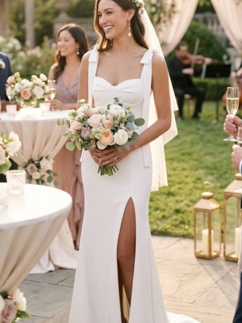 New Lulus Splendid Love Bustier Elegant White Tie-Shoulder Gown  Sz Large